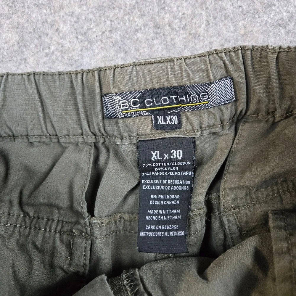 BC Clothing Cargo Shorts Mens XL Olive Green Hiking Utility Gorpcore Outdoor